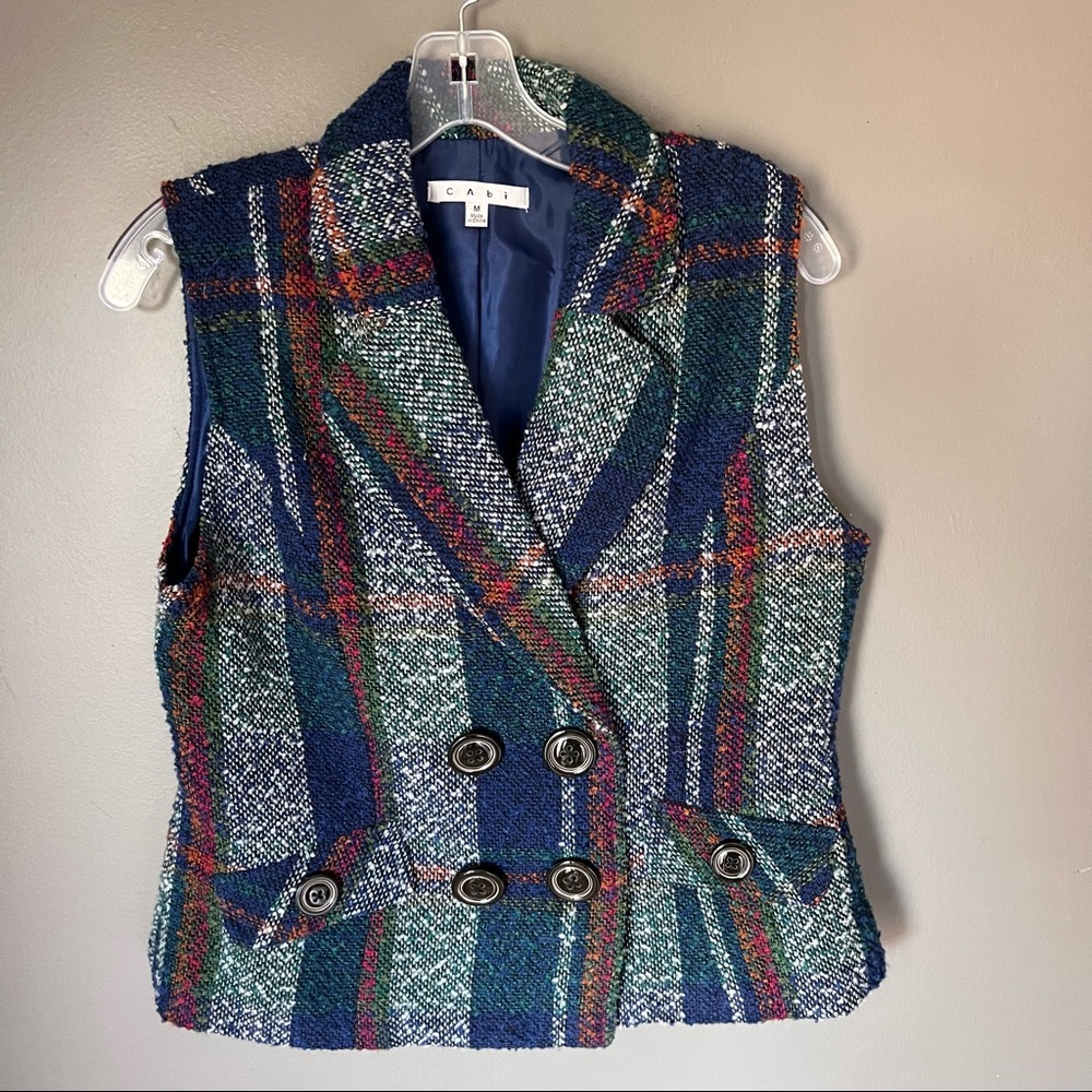 CABI Vest Tribal Western Tailored M Woven Academia Preppy Lined Classy